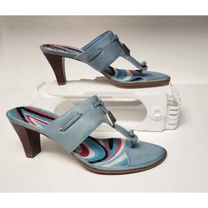 Connie City Lights T-Strap Blue Sandal Heel Shoes Size 8M